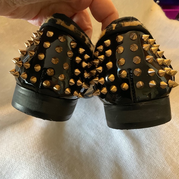 XQWFH Men's Leopard Print Slip On Dress Shoes Loafers Spiked Size 10.5 Unique! - Picture 5 of 14
